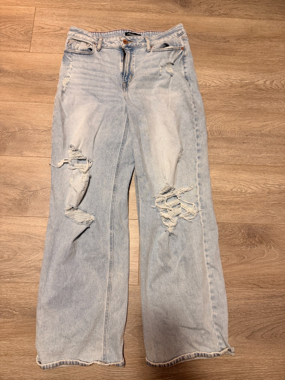 Maurices Light Blue Distressed Straight Leg Jeans